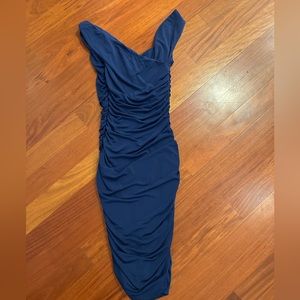 Express ruched midi dress, blue XS
